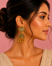 Fancy Antique Gold Jhumka Earrings | Stylish Partywear Earrings for Women | Traditional Jhumki
