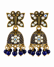 Fancy Butterfly Blue Jhumka / Stylish Traditional Earrings for Women / Trending Partywear Jhumki