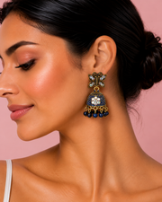 Fancy Butterfly Blue Jhumka / Stylish Traditional Earrings for Women / Trending Partywear Jhumki