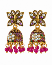 Stylish Butterfly Jhumka / Fancy Partywear Stone Earrings / Trending Indian Jewelry