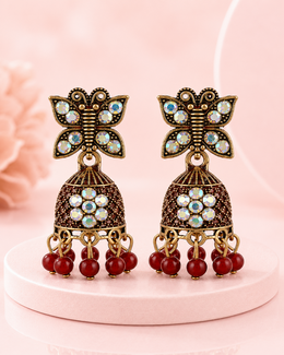 Stylish Butterfly Jhumka | Fancy Partywear Antique Gold Earrings | New Design Jhumki