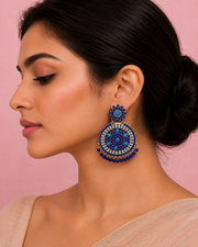 Fancy Blue Oxidized Earrings | Stylish Partywear Chandbali | Trending German Silver Jhumki