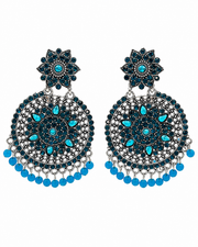 Trending Fancy Blue Stone Oxidized Chandbali / Stylish Partywear Earrings