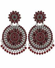 Stylish Maroon Oxidized Chandbali | Fancy Partywear Earrings | Trending Ethnic Dangler