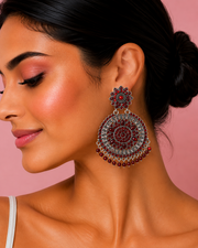 Stylish Maroon Oxidized Chandbali | Fancy Partywear Earrings | Trending Ethnic Dangler