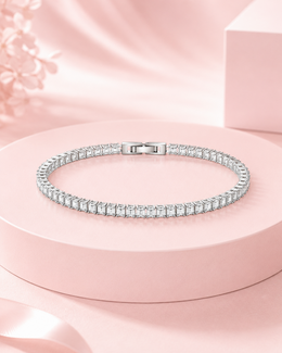 Fancy Baguette Stone Tennis Bracelet | Stylish Partywear Silver Bracelet for Women