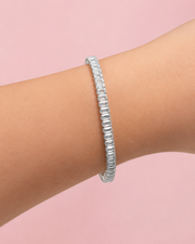 Fancy Baguette Stone Tennis Bracelet | Stylish Partywear Silver Bracelet for Women
