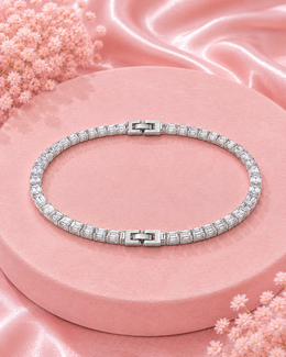 Fancy Stylish Baguette Diamond Look Silver Bracelet for Women / Partywear Bracelet