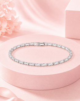 Fancy Baguette Diamond Look Bracelet | Stylish Partywear Tennis Bracelet for Women | Latest Design