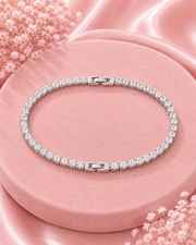 Fancy Stylish Diamond-Look Zirconia Tennis Bracelet / Partywear Silver Kada