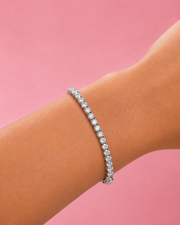 Fancy Stylish Diamond-Look Zirconia Tennis Bracelet / Partywear Silver Kada