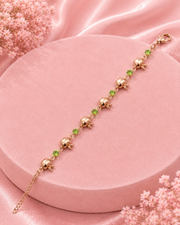 ancy Rose Gold Pomegranate Bracelet | Trendy Green Stone Adjustable Hand Chain | Stylish Partywear Girls Bracelet (Free Size)