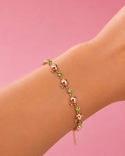 ancy Rose Gold Pomegranate Bracelet | Trendy Green Stone Adjustable Hand Chain | Stylish Partywear Girls Bracelet (Free Size)