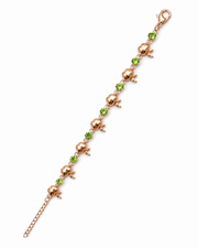 ancy Rose Gold Pomegranate Bracelet | Trendy Green Stone Adjustable Hand Chain | Stylish Partywear Girls Bracelet (Free Size)