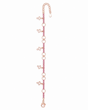 Stylish Rose Gold Pink Crystal Cross Charm Bracelet / Fancy Partywear Hand Chain For Girls and Women