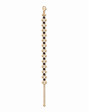 Stylish Gold-Plated Fancy Black Bead Bracelet / Adjustable Everyday Wear Hand Chain For Women & Girls
