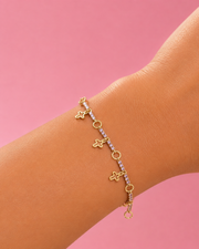 Stylish Purple Stone Gold Plated Fancy Charm Bracelet For Women / Girls Partywear Hand Chain Single
