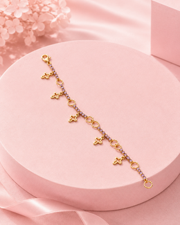 Stylish Purple Stone Gold Plated Fancy Charm Bracelet For Women / Girls Partywear Hand Chain Single