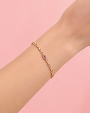 Stylish Rose Gold Evil Eye Bracelet / Fancy Adjustable Nazar Protection Hand Chain For Women and Girls / Partywear Artificial Jewelry