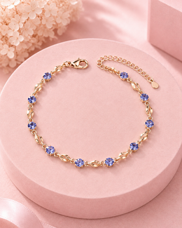 Fancy Rose Gold Plated Purple Stone Bracelet for Women | New Trending Adjustable Hand Chain / Kada for Girls | Partywear Artificial Jewelry