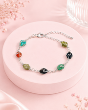 Stylish Multi Color Stone Bracelet For Women | Fancy Adjustable Silver Plating Artificial Hand Chain Girls Partywear