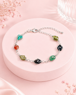 Stylish Multi Color Stone Bracelet For Women | Fancy Adjustable Silver Plating Artificial Hand Chain Girls Partywear
