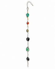 Stylish Multi Color Stone Bracelet For Women | Fancy Adjustable Silver Plating Artificial Hand Chain Girls Partywear