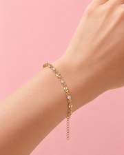 Fancy Stylish Gold-Plated Adjustable Leaf Crystal Bracelet For Women and Girls / Partywear Hand Chain Daily Wear