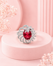 Trending Stylish Red Ruby Cocktail Ring | Fancy Adjustable Partywear Ring for Women