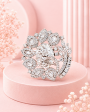 Stylish Fancy AD Cocktail Ring | Adjustable Silver Plated Partywear Anguthi