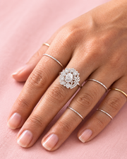 Stylish Fancy AD Cocktail Ring | Adjustable Silver Plated Partywear Anguthi