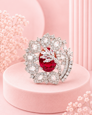 Fancy Stylish Ruby Red AD Stone Ring | Partywear Adjustable Cocktail Anguthi