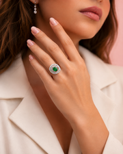 Fancy Emerald Green Adjustable Cocktail Ring / Stylish Partywear Ring for Women