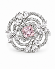 Fancy Stylish Pink Adjustable Cocktail Ring / Partywear Ring for Girls & Women