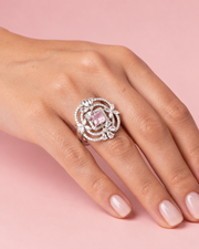 Fancy Stylish Pink Adjustable Cocktail Ring / Partywear Ring for Girls & Women