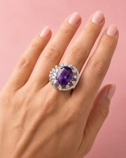 Fancy Purple Crystal Shahi Cocktail Ring | Trending Adjustable Partywear Ring for Women