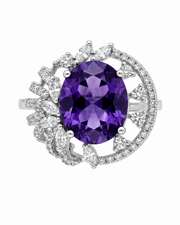 Fancy Purple Crystal Shahi Cocktail Ring | Trending Adjustable Partywear Ring for Women