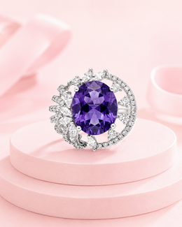 Fancy Purple Crystal Shahi Cocktail Ring | Trending Adjustable Partywear Ring for Women