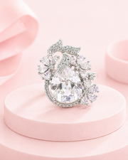 Trendy Fancy AD Stone Big Cocktail Ring | Stylish Silver Plated Partywear Ring for Women