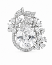 Trendy Fancy AD Stone Big Cocktail Ring | Stylish Silver Plated Partywear Ring for Women