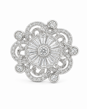Fancy Silver Adjustable Partywear Ring / Stylish AD Big Cocktail Ring for Women & Girls