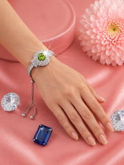 Fancy Adjustable Green Stone Bracelet | Stylish Partywear Diamond Kada | Free Size New Design Jewelry