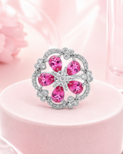 Fancy Pink Flower Cocktail Ring | Stylish Partywear Adjustable Ring | #Trending Pink Stone Jewelry