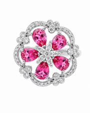Fancy Pink Flower Cocktail Ring | Stylish Partywear Adjustable Ring | #Trending Pink Stone Jewelry