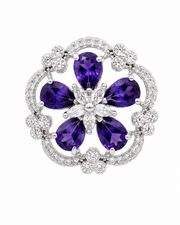 Fancy Purple Flower Stylish Cocktail Ring | Adjustable Partywear Ring