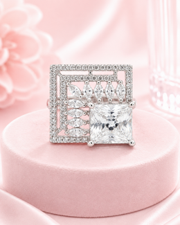 Stylish Square AD Cocktail Ring | Fancy Partywear Adjustable Finger Ring for Women