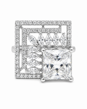 Stylish Square AD Cocktail Ring | Fancy Partywear Adjustable Finger Ring for Women