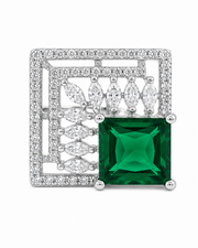 Fancy Green Stone Partywear Statement Ring / Stylish Emerald American Diamond Ring