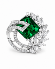 Trendy Green Square Stone Fancy Cocktail Ring | Stylish Partywear Adjustable Ring for Girls & Women