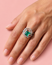 Trendy Fancy Green Emerald Stone Cocktail Ring | Stylish Partywear Ring for Women